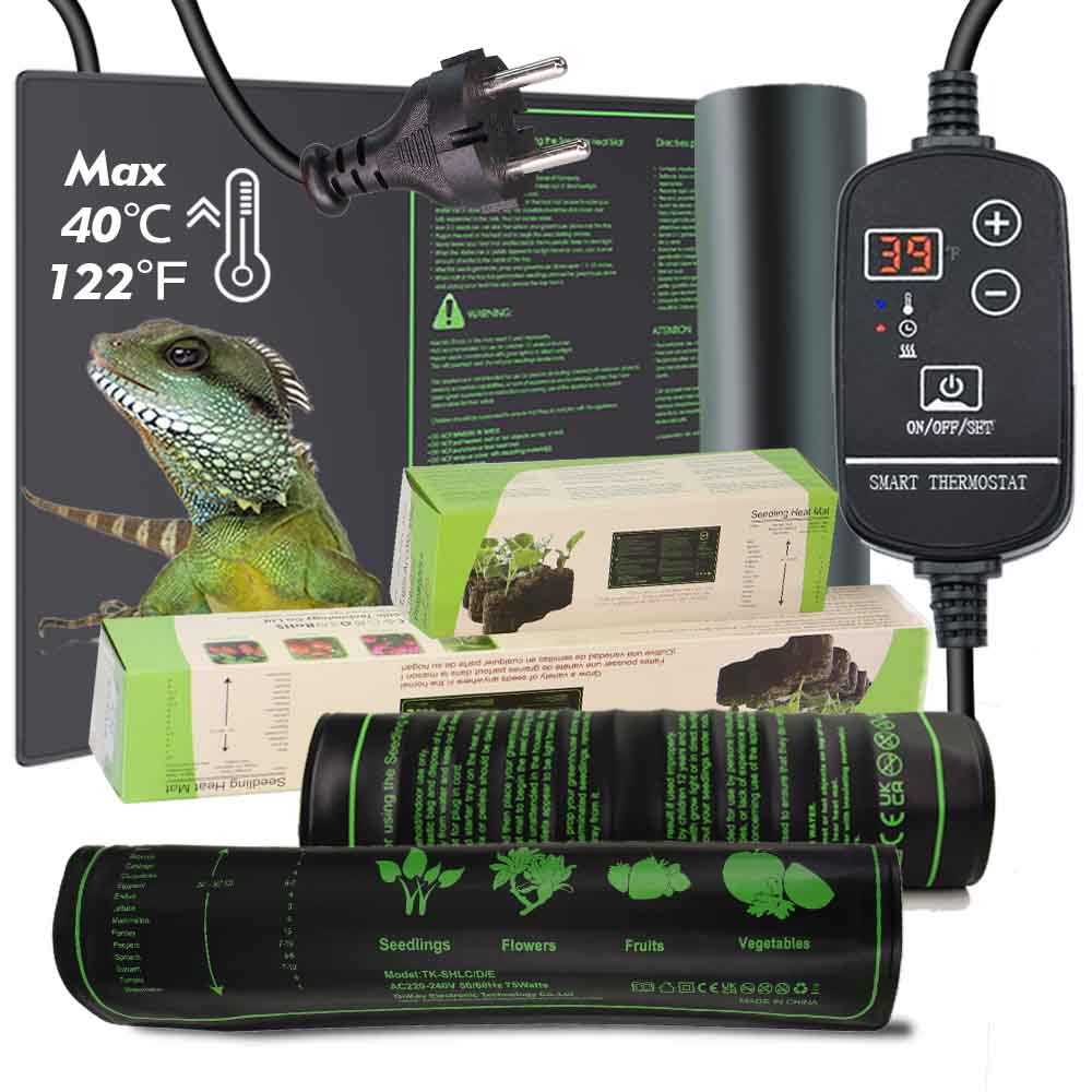 Seedling Heat Mat - 防水爬虫類加熱マット,7〜100W,16〜40 ℃ の植物加熱パッド,調整可能なサーモスタット,屋内栽培,苗床,庭