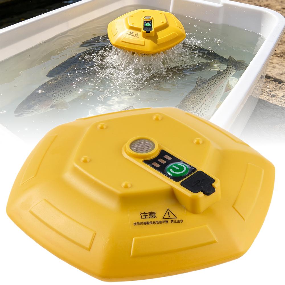 Fish Pond Aerator - ポータブルフローティングフィッシュタンク酸素ポンプ、3000mAh充電式エアレーターIPX7防水、釣りや水槽用で最大14時間稼働