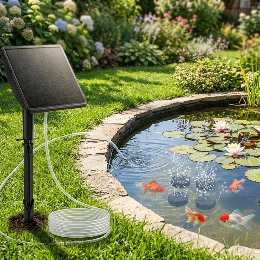 低騒音ソーラー式酸素ポンプ。ソーラー/USB電源対応、高効率 - Fish Pond Aerator のレビューと価格